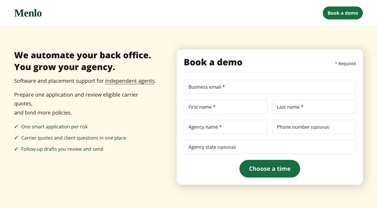 Screenshot of Menlo for Agents